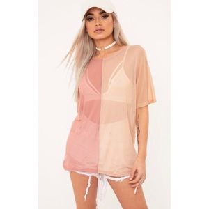 5/$25Prettylittlethings Nude and mauve mesh tee 14